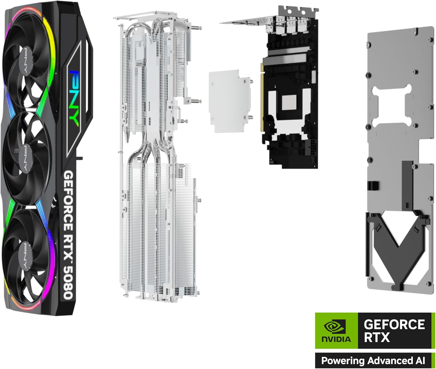 PNY GeForce RTX 5080 ARGB Overclocked Triple Fan 16GB GDDR7 Reflex 2 RTX AI DLSS4